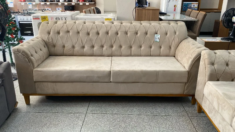 Sofá Atenas 2x3 Lugares Castor Veludo
