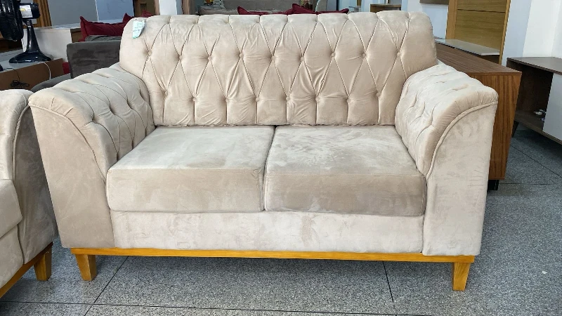 Sofá Atenas 2x3 Lugares Castor Veludo