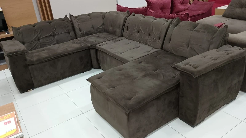 Sofá de Canto Chaise Aurora - Malu Estofados