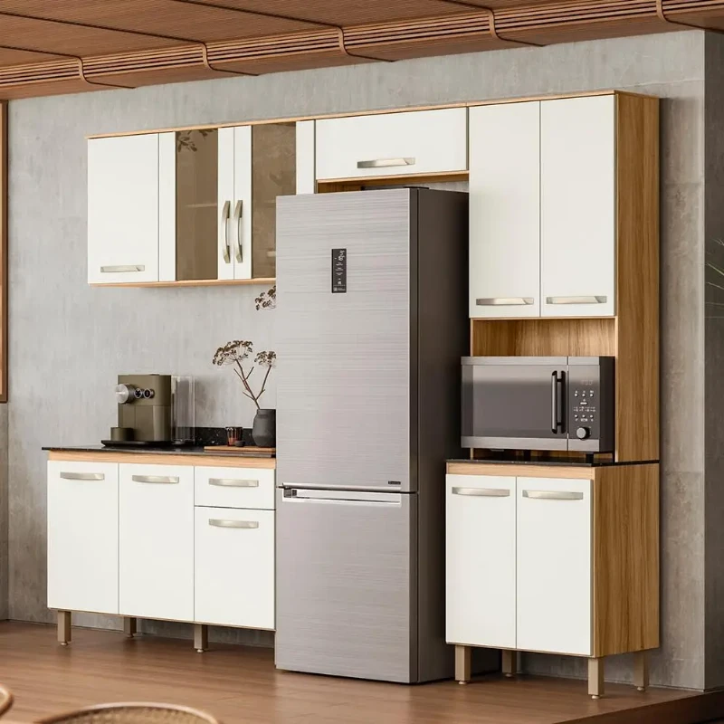 Armario de Cozinha Completo com Balcão Fit com 11 Portas e 1 Gaveta - Nicioli