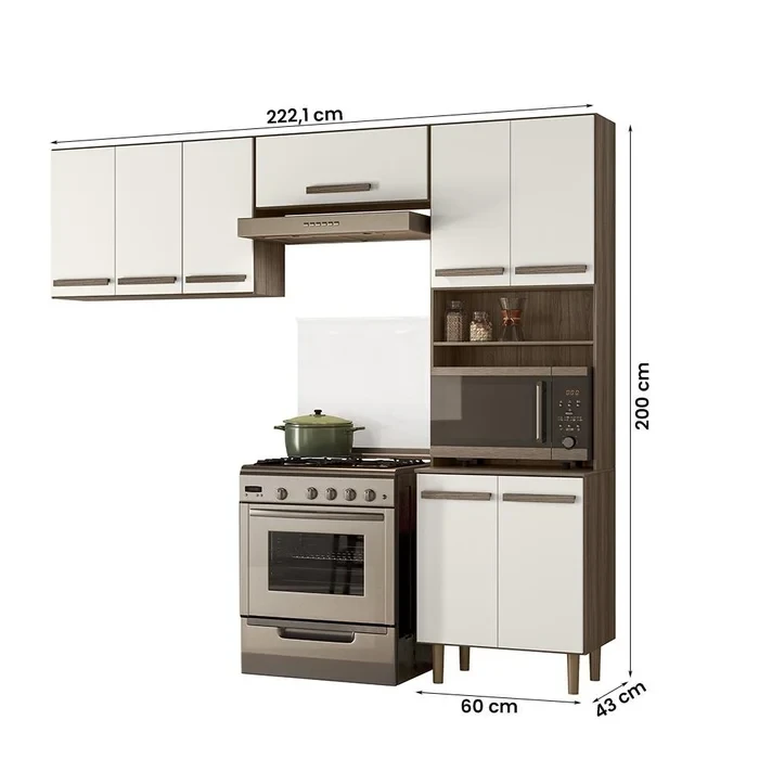 Armario de Cozinha Lemon com 8 Portas