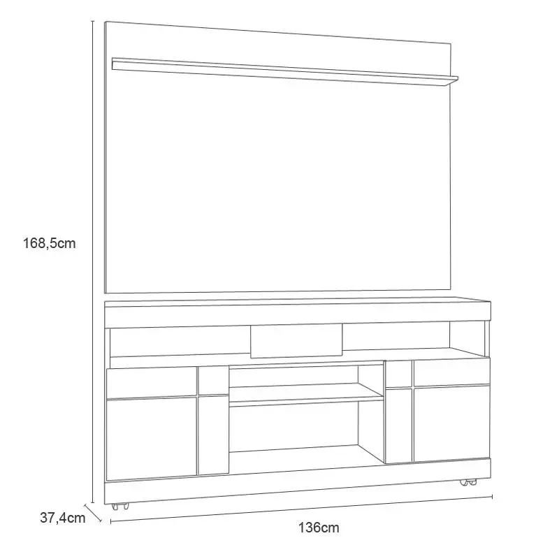 Conjunto Bancada Yara + Painel Maia (Painel Tv 55 polegadas) - Colibri Móveis