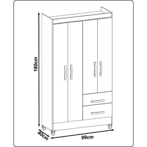 Guarda Roupa/Roupeiro Fortaleza 4 Portas - Atualle
