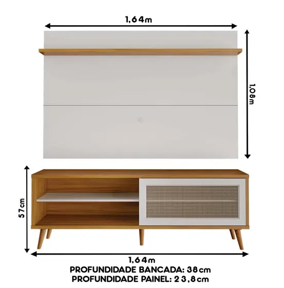Conjunto para Sala Rack NT1175 e Painel de TV NT1190 Notável Móveis