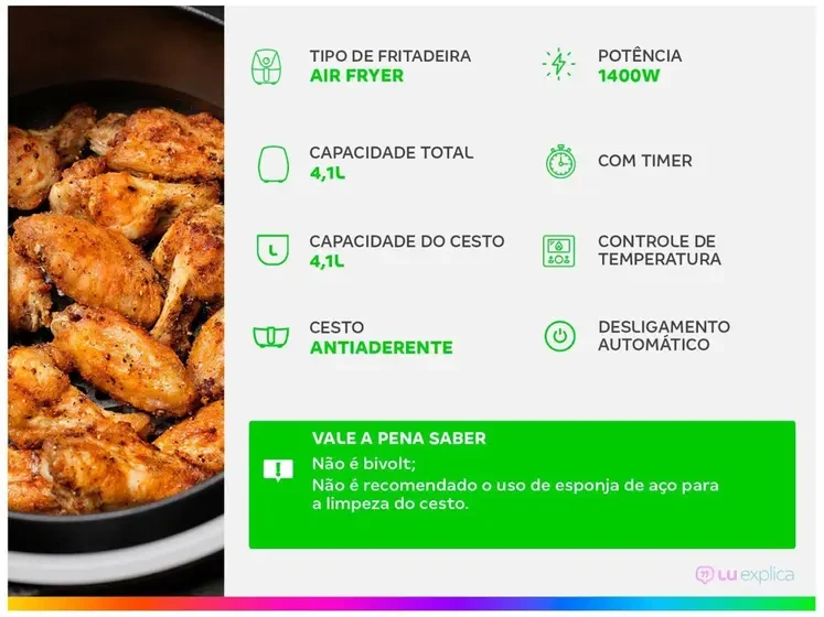 Fritadeira Elétrica sem Óleo/Air Fryer Philips Walita Spectre Preta 4 Litros
