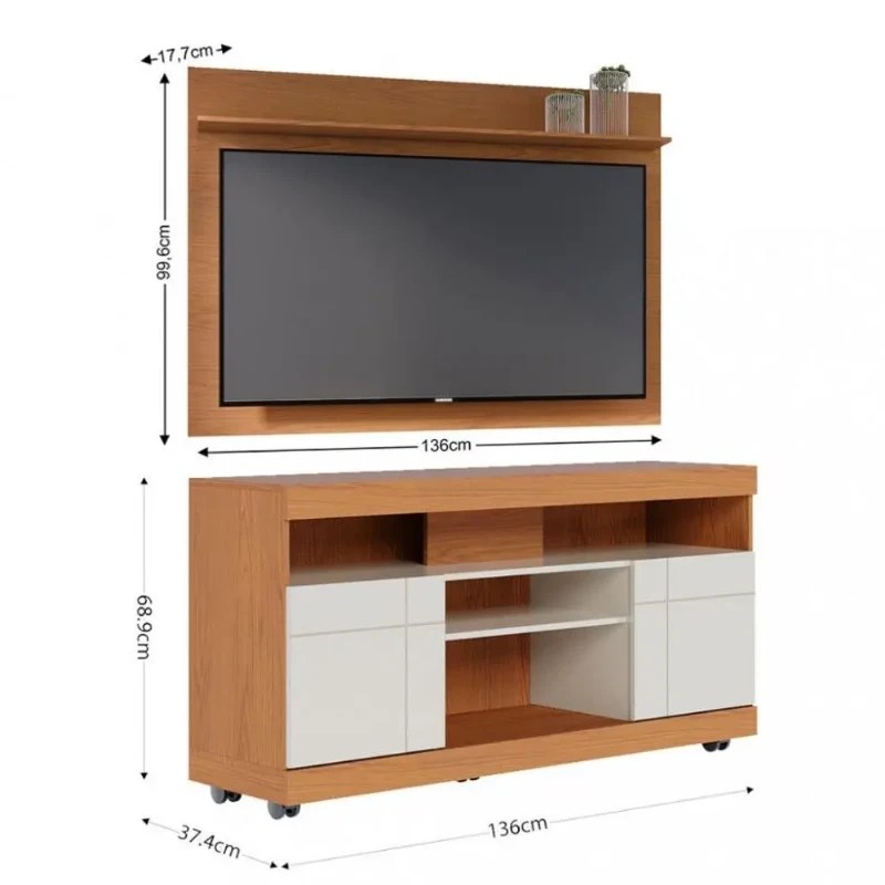 Conjunto Bancada Yara + Painel Maia (Painel Tv 55 polegadas) - Colibri Móveis