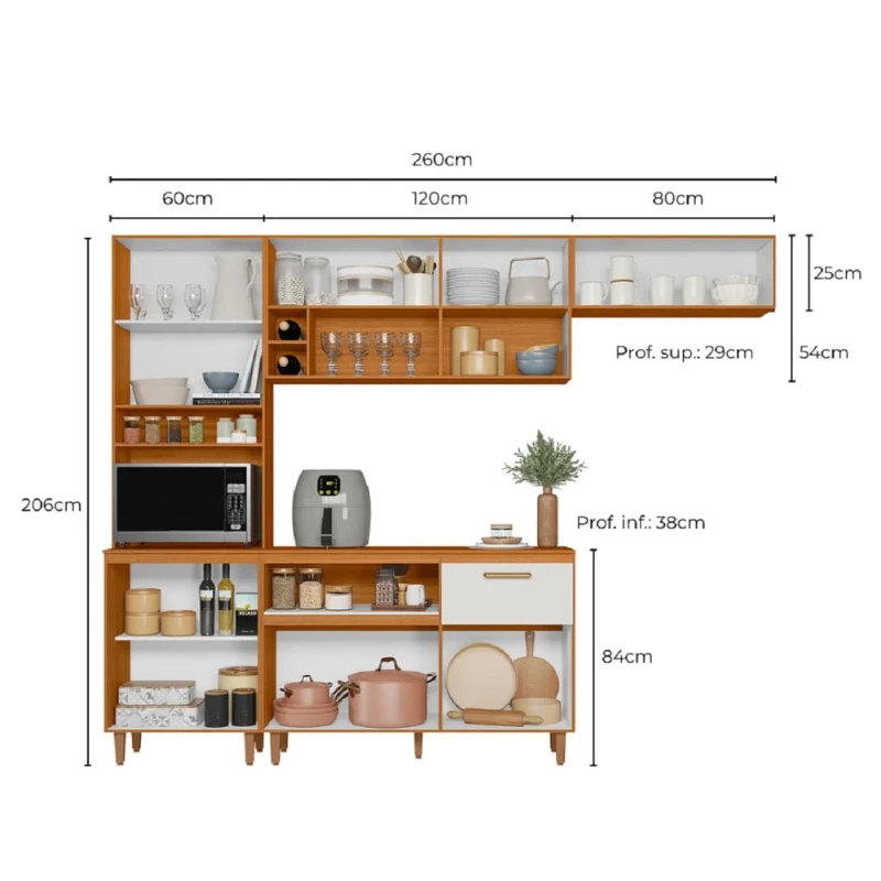 Jogo de Cozinha Compacta C/Balcão 4 Peças Sicilia - Poliman