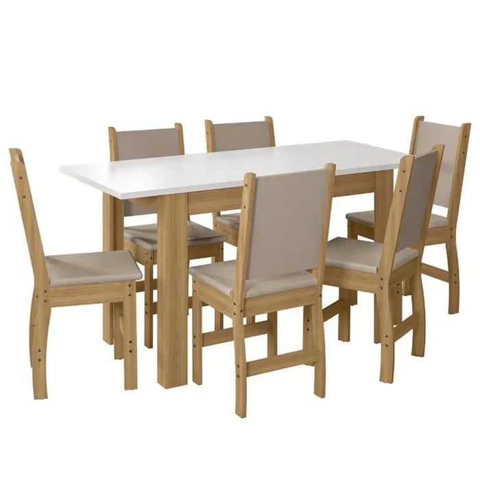 Mesa Jantar com 6 Cadeiras Bellagio Com Cadeira Clara - Poliman