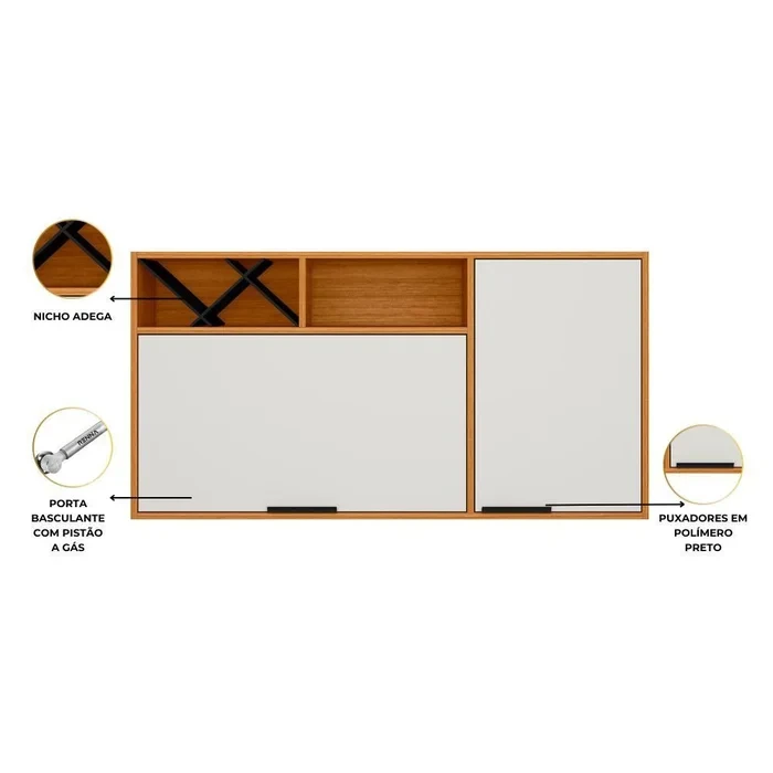 Cozinha Modulada Ravena 4 Peças 10 Portas com Cristaleira - Poliman