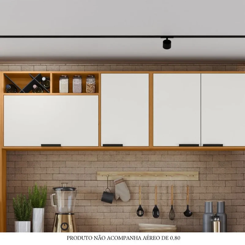 Armário Aéreo 120cm 02 Portas Ravena Nicho Com Adega Poliman