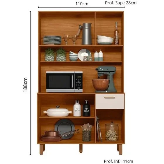 Kit Armário Cozinha New Livia 6 Portas - Poliman