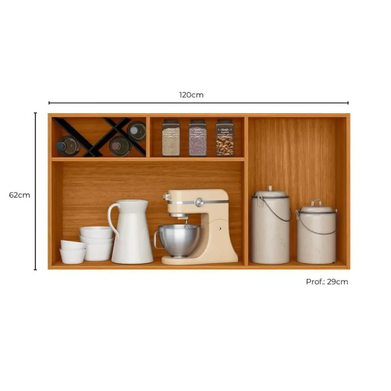 Armário Aéreo 120cm 02 Portas Ravena Nicho Com Adega Poliman