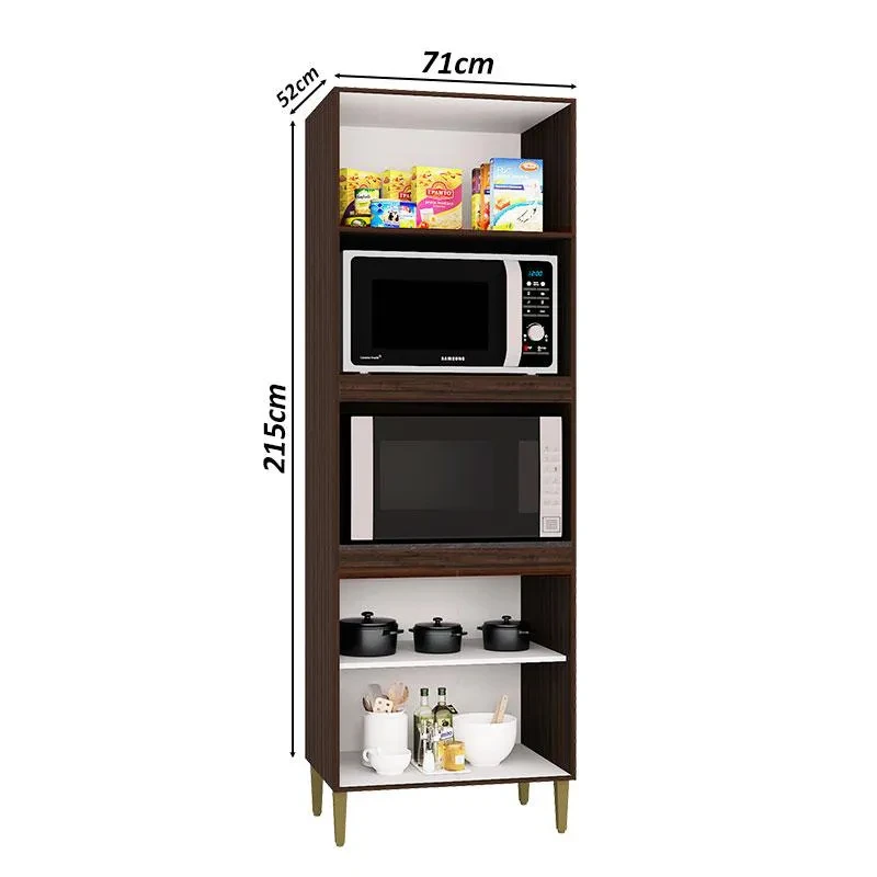 Paneleiro Pérola Duplo Para Forno 3 Portas Chocolate/Offwhite - Poquema