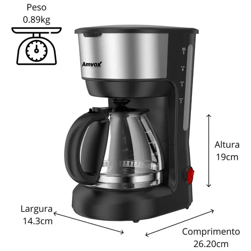 Cafeteira 750ml Amvox ACF227 600W 18 Xícaras