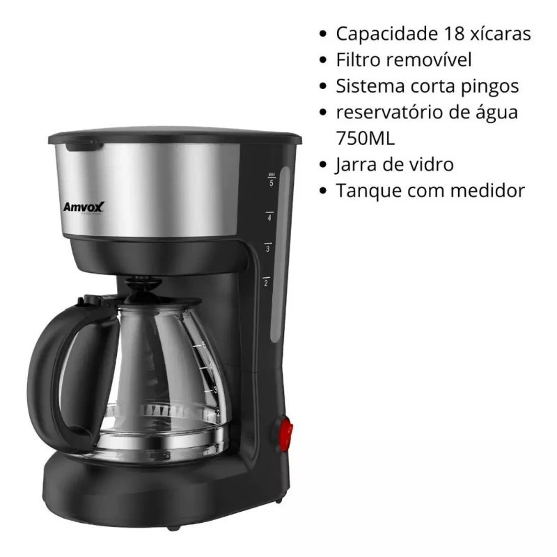 Cafeteira 750ml Amvox ACF227 600W 18 Xícaras