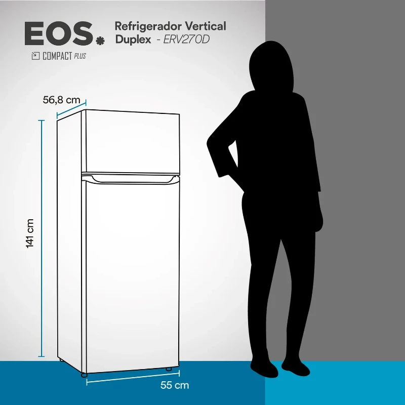 Geladeira/Refrigerador EOS 240 Litros Duplex Inox ERV270DS 220V