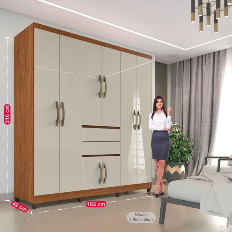 Guarda Roupa/Roupeiro Casal 8 Portas 2 Gavetas Master Top - IMOP Móveis