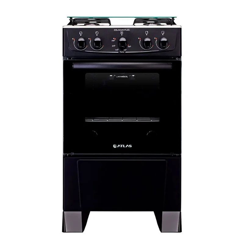 Fogão de Piso Atlas 4 Bocas Coliseum Plus, Mesa de Inox, Branco