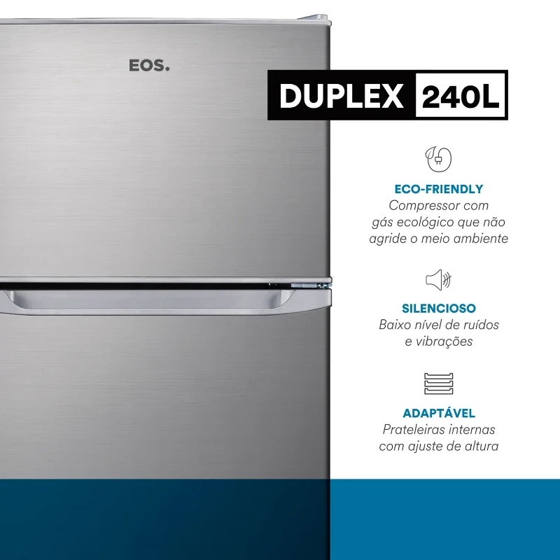 Geladeira/Refrigerador EOS 240 Litros Duplex Inox ERV270DS 220V