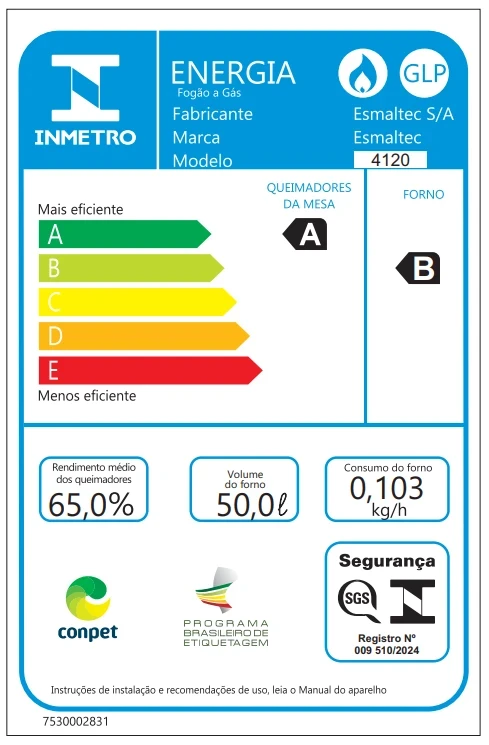 Fogão Esmaltec 5 Bocas Ideal Pop 5120 Acendimento Manual