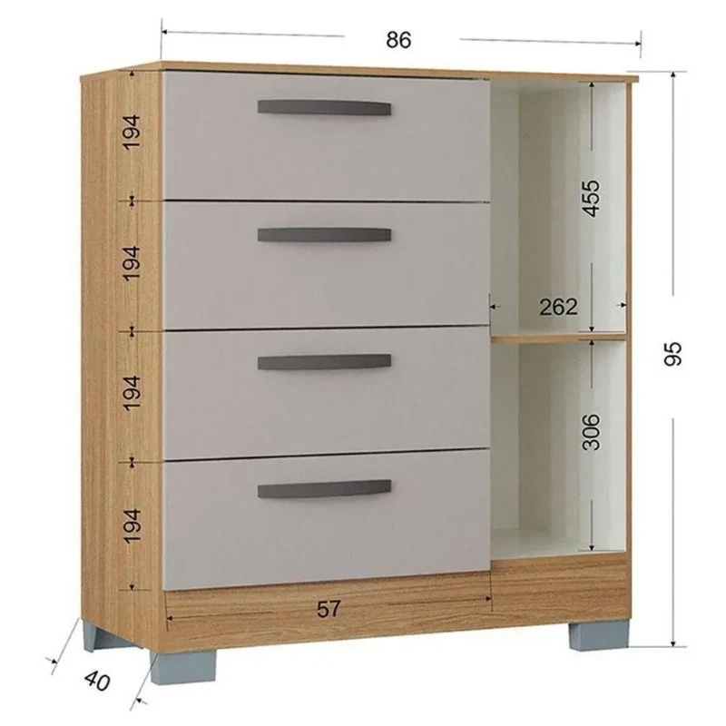 Cômoda 868 4 Gavetas E 1 Porta - Poquema -