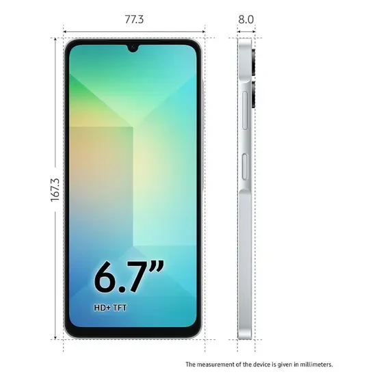 Celular Samsung Galaxy A06 (128GB), 4GB RAM, Tela 6.7", Câm. Traseira 50+2MP, Frontal 8MP