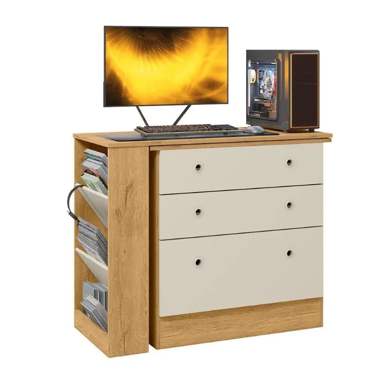 Cômoda com Mesa Giratória Gamer - Qmovi