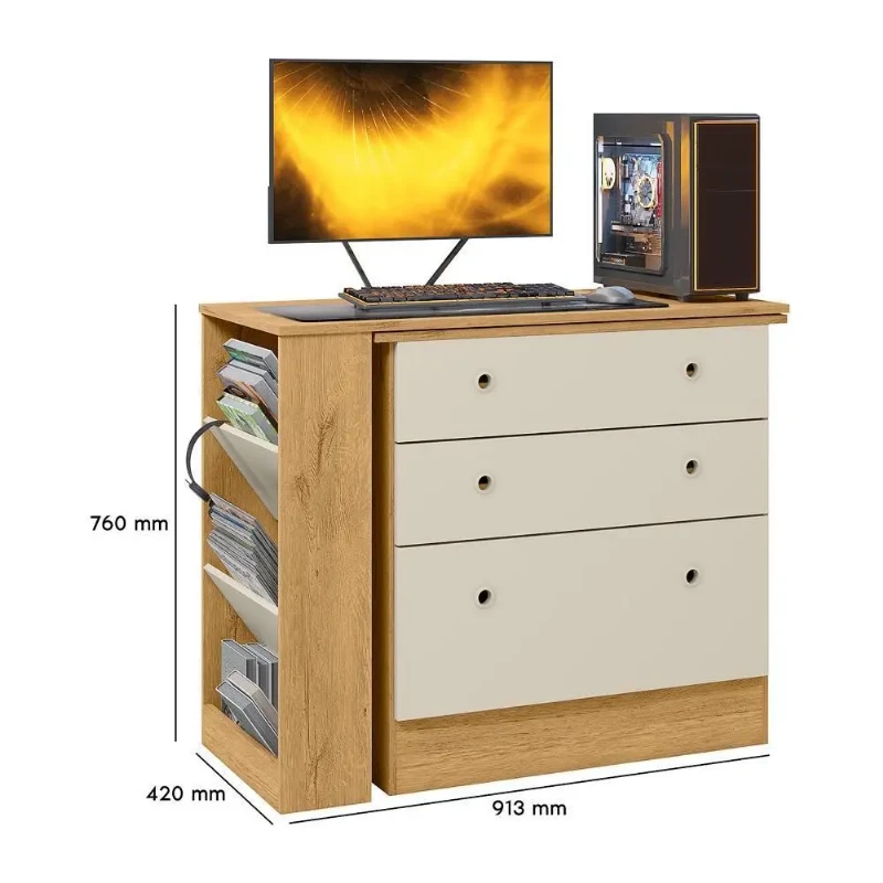 Cômoda com Mesa Giratória Gamer - Qmovi