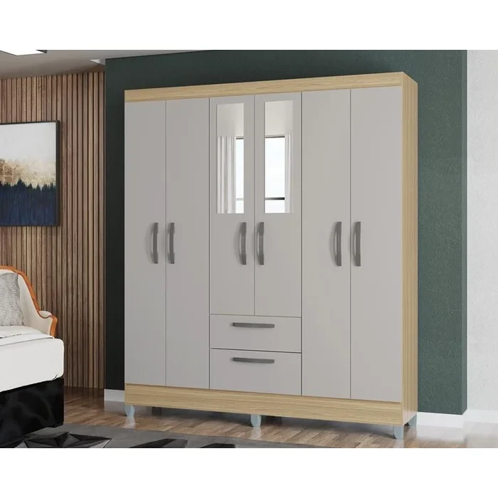 Guarda Roupa/Roupeiro Multi 6 Portas 2 Gavetas - Poquema