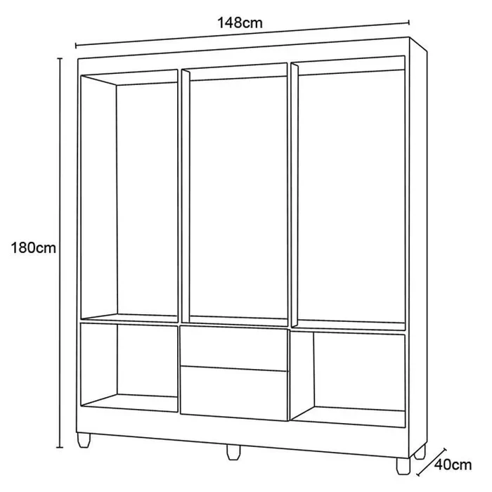 Guarda Roupa/Roupeiro Multi 6 Portas 2 Gavetas - Poquema