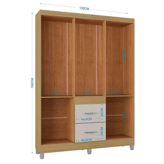 Guarda-Roupa/Roupeiro Poquema Milão 6 Portas 2 Gavetas - Poquema