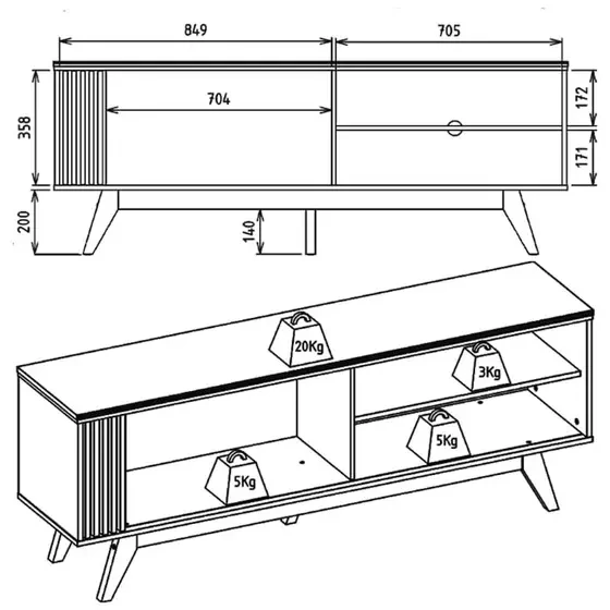 Rack Bancada Tv 65 Pol 160 cm Otawa - Colibri