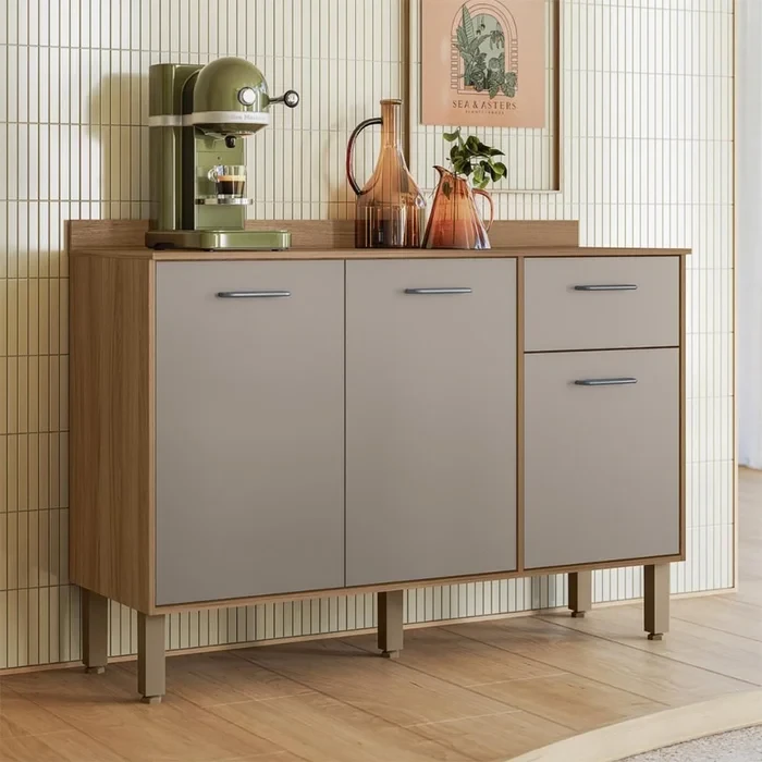 Balcão para Cozinha Paolla com Tampo 3 Portas e 1 Gaveta - Nicioli