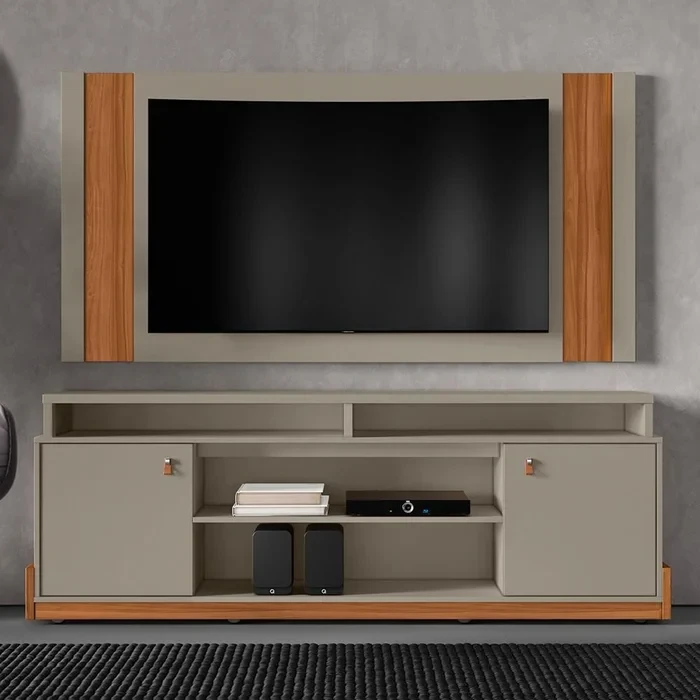 Rack Bancada Montana com Painel Real Grigio para Tv de até 65" - Mobler