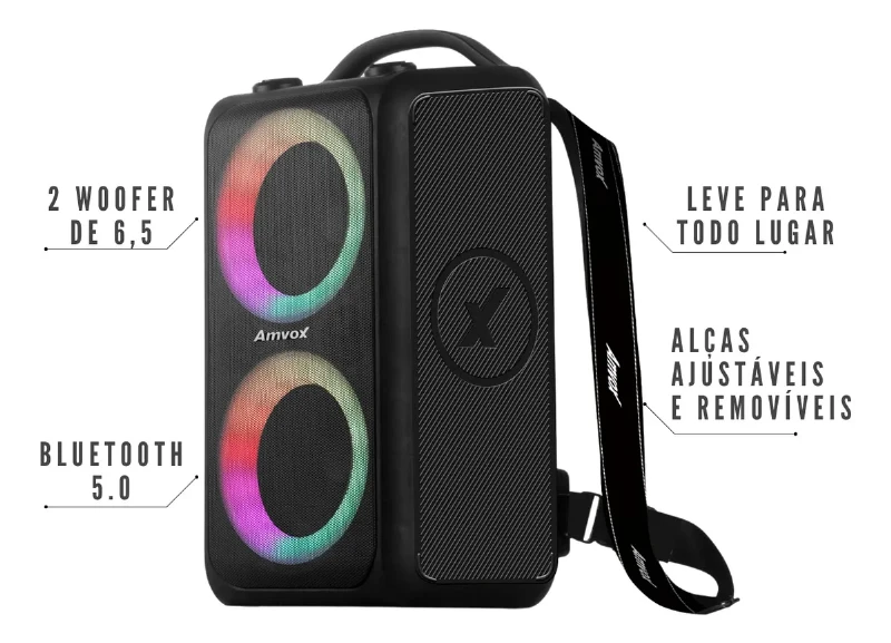 Caixa De Som Amplificada Amvox ACA 600 BAG VOX BLACK
