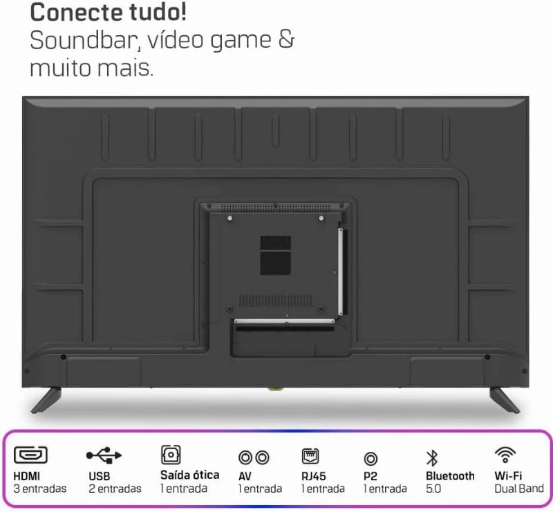 Smart TV LED 50 Polegadas HQ 4K HQS50NKHM com Conversor Digital Externo 3 HDMI 2 USB WI-FI Android 11