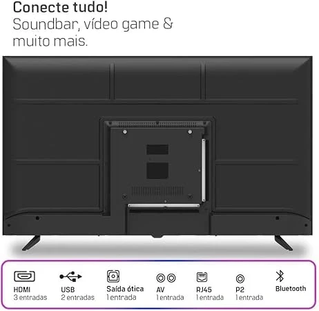 Smart TV HQ 43" Full HD tela sem bordas Android 12 design Slim HQS43NKHM