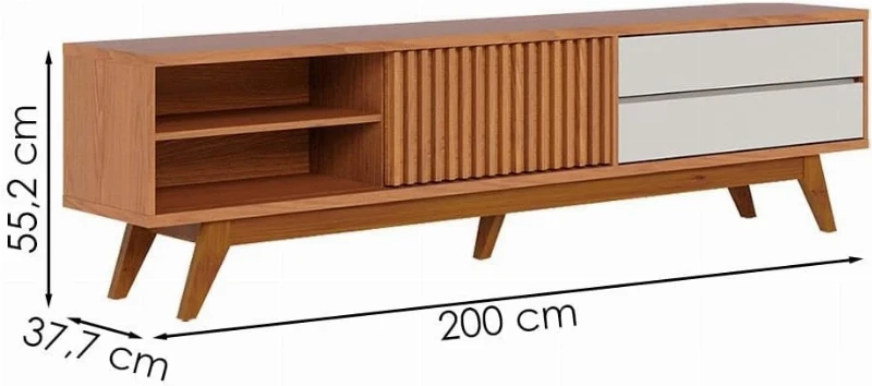 Rack para TV até 75 Polegadas 1 Porta 2 Gavetas Veneza Colibri