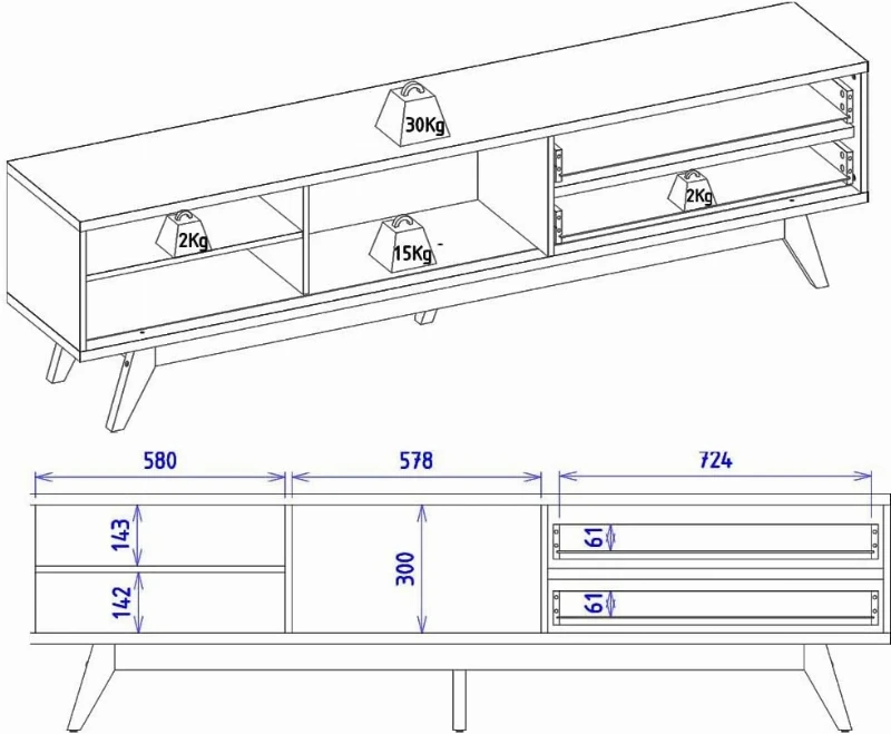 Rack para TV até 75 Polegadas 1 Porta 2 Gavetas Veneza Colibri