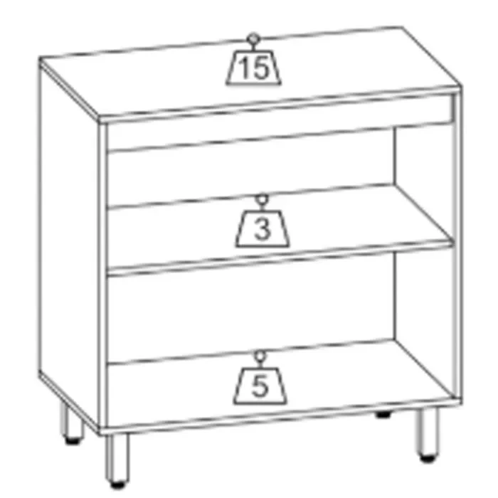 Balcão Ravena 80cm 2 Portas Tampo 15mm Puxadores Pretos Prateleira Removível - Poliman