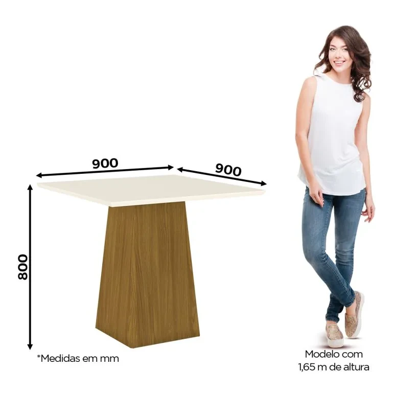 Sala de Jantar Mesa Dora 90x90 cm S/vidro Cadeiras Mila - Henn