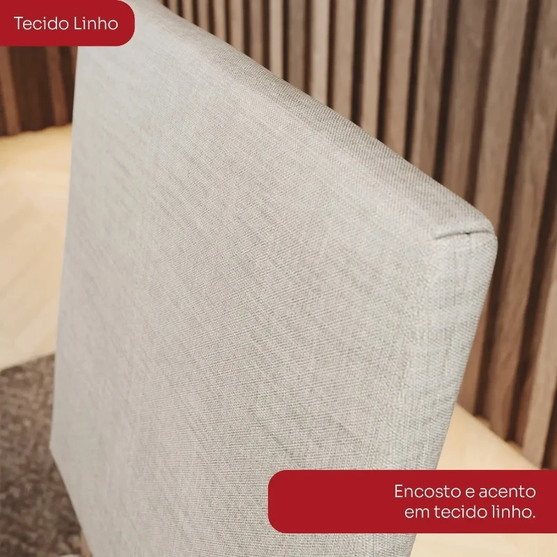 Sala de Jantar Mesa Orus 120x80 cm S/Vidro Cadeiras Mila - Henn