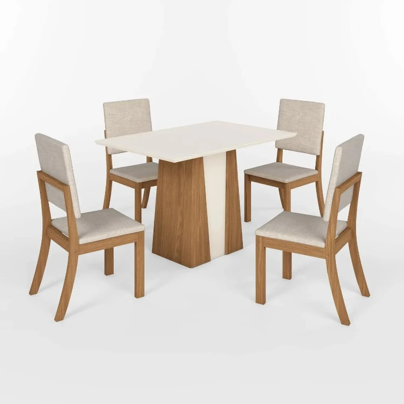 Sala de Jantar Mesa Orus 120x80 cm S/Vidro Cadeiras Mila - Henn