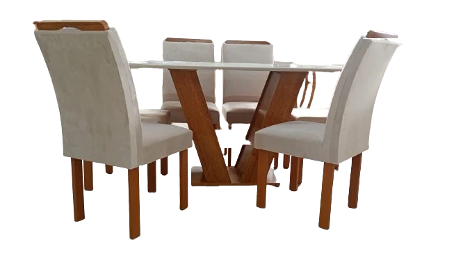 Mesa de jantar Classic 6 cadeiras Londres - Cel Móveis