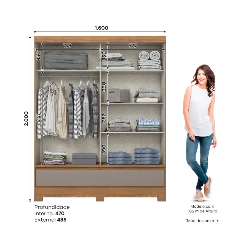 Guarda-roupa/Roupeiro 2 Portas B373 Flex - Henn
