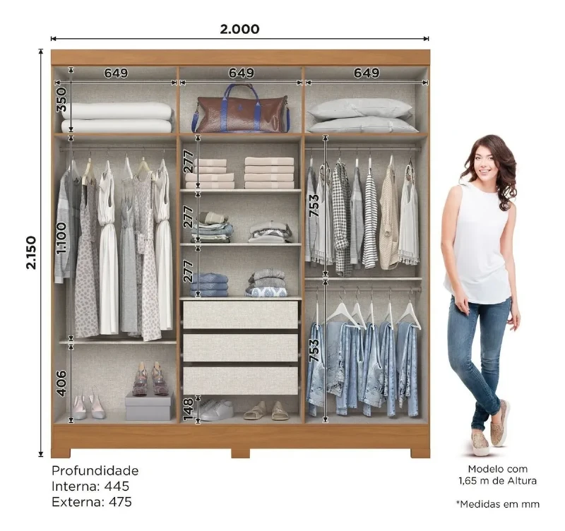 Guarda Roupa/Roupeiro B367 6 Portas - Henn