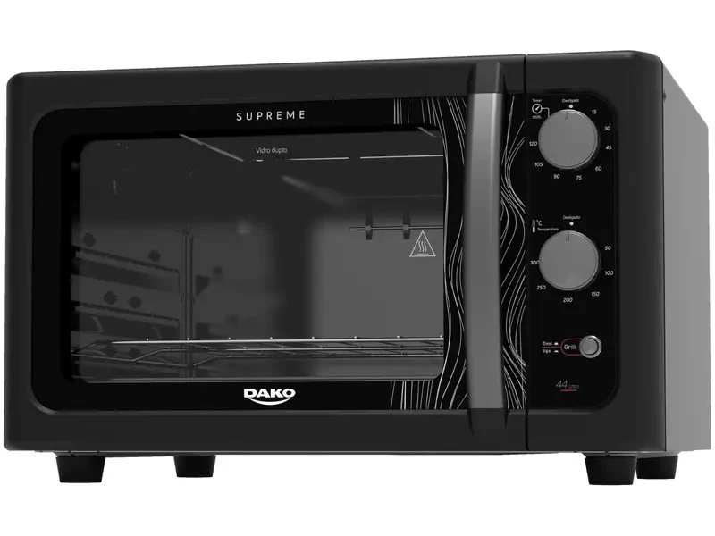 Forno de bancada elétrico Dako Supreme Preto 44 litros com grill dourador - 220v
