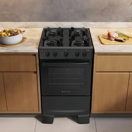 Fogão 4 Bocas com Mesa Esmaltada Atlas Mônaco Lustro
