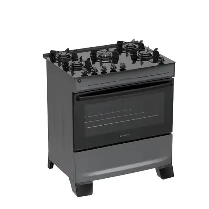 Fogão 5 Bocas Atlas Mônaco Top Glass Mesa De Vidro Bivolt Titanium