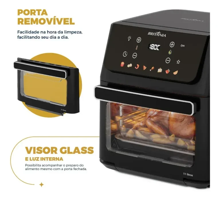 Fritadeira Air Fryer Forno Britânia BAF11A 11L 1800W Preto 220V - Britânia